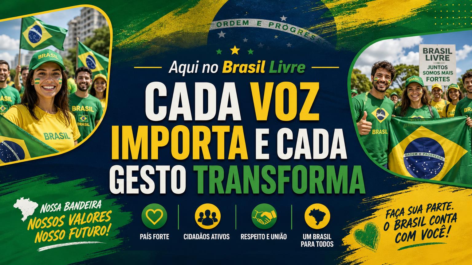 Aqui no Brasil Livre cada voz importa e cada gesto transforma